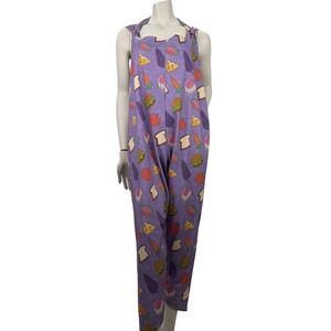 Magic School Bus Jumpsuit Purple Womens Large Overalls Kidcore Dopamine